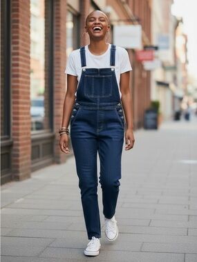 Dark Blue Denim Overalls Women Jeans